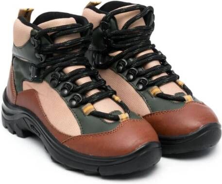 Stella McCartney Kids colour-block lace-up boots Green