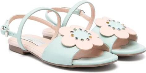 Stella McCartney Kids floral-appliqué faux-leather sandals Green