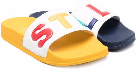 Stella McCartney Kids logo-print open-toe slides White