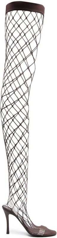 Stella McCartney knee-high fishnet boots Brown