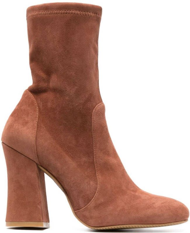 Stuart Weitzman 100mm block-heel boots Brown