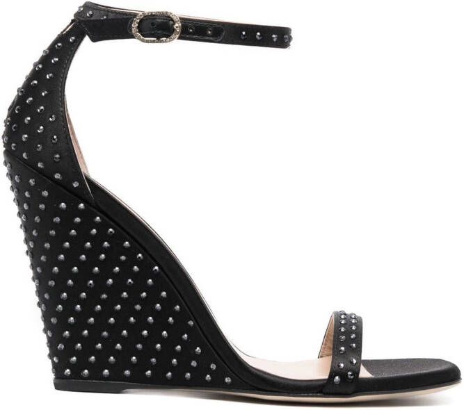 Stuart Weitzman 100mm crystal-embellished sandals Black