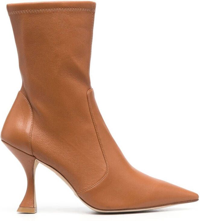 Stuart Weitzman 100mm heeled leather boots Brown