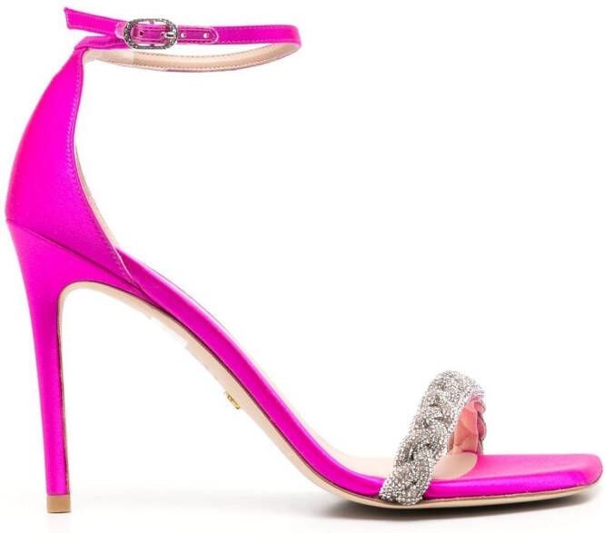 Stuart Weitzman 107mm crystal-embellished strap sandals Pink