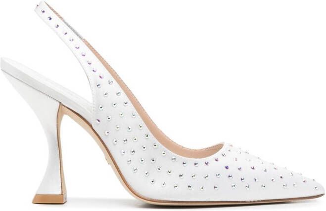 Stuart Weitzman 107mm stud-detail leather pumps White