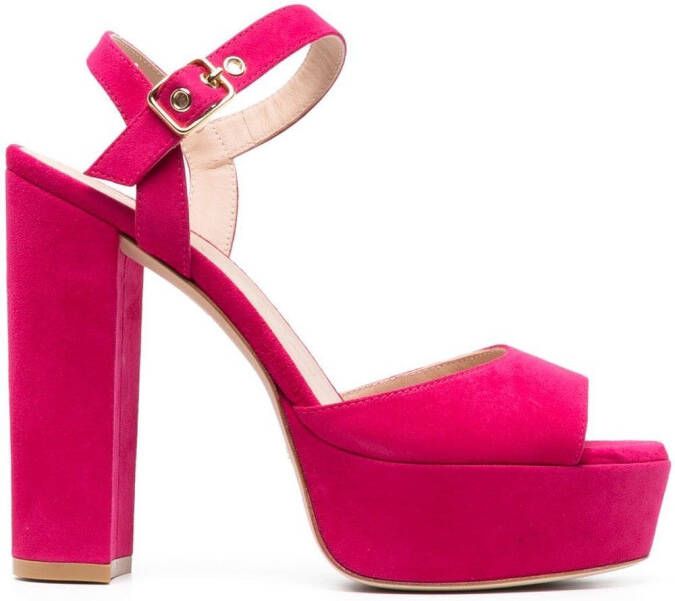 Stuart Weitzman 135mm platform suede sandals Pink