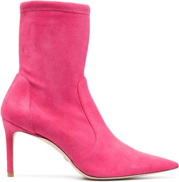 Stuart Weitzman 85mm pointed-toe boots Pink