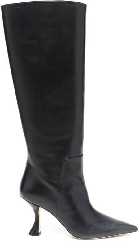 Stuart Weitzman 95mm pointed leather boots Black