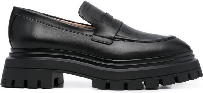 Stuart Weitzman almond-toe leather loafers Black