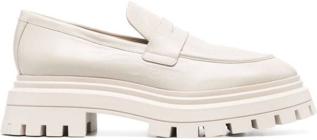 Stuart Weitzman almond-toe leather loafers Neutrals