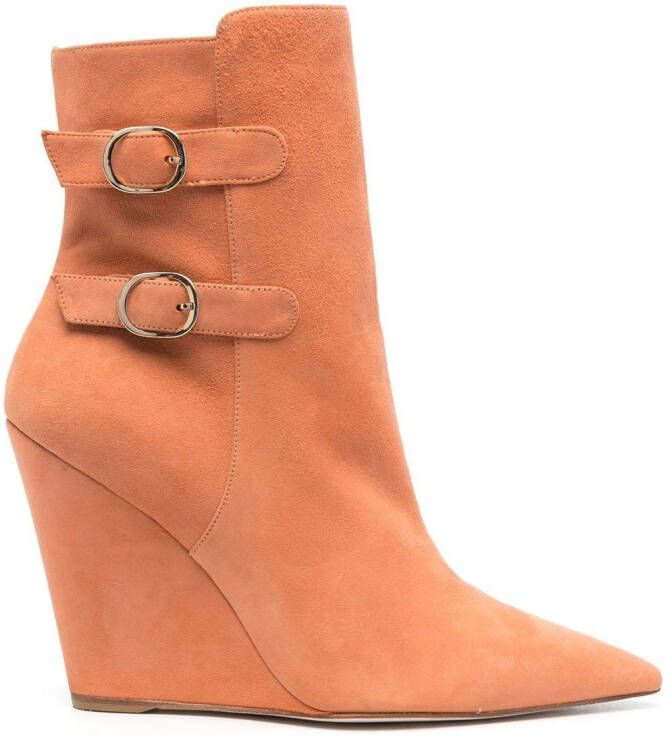 Stuart Weitzman buckle-fastening 110mm suede boots Orange