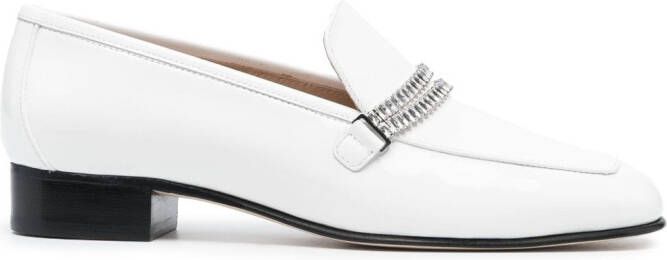 Stuart Weitzman crystal embellished loafers White