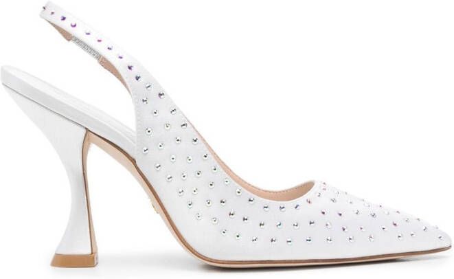 Stuart Weitzman crystal-embellished slingback pumps White