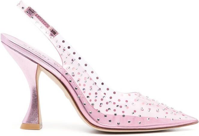 Stuart Weitzman crystal-embellished transparent pumps Pink