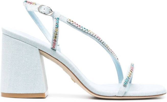 Stuart Weitzman crystal-embellishment open-toe sandals Blue