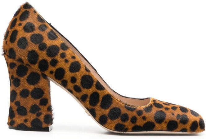 Stuart Weitzman Curveblock leopard-print pumps Brown