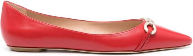 Stuart Weitzman Emilia embellished ballet pumps Red