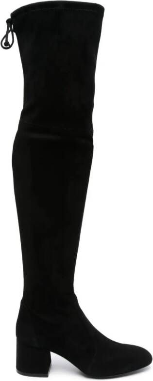 Stuart Weitzman Flareland 70mm suede knee boots Black