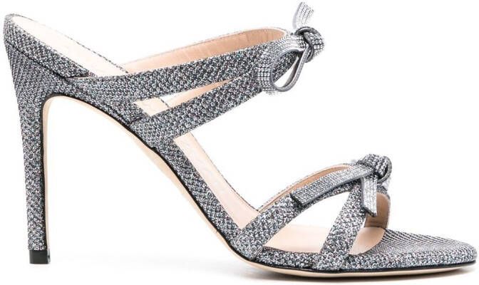 Stuart Weitzman glittered 90mm bow-detail sandals Silver