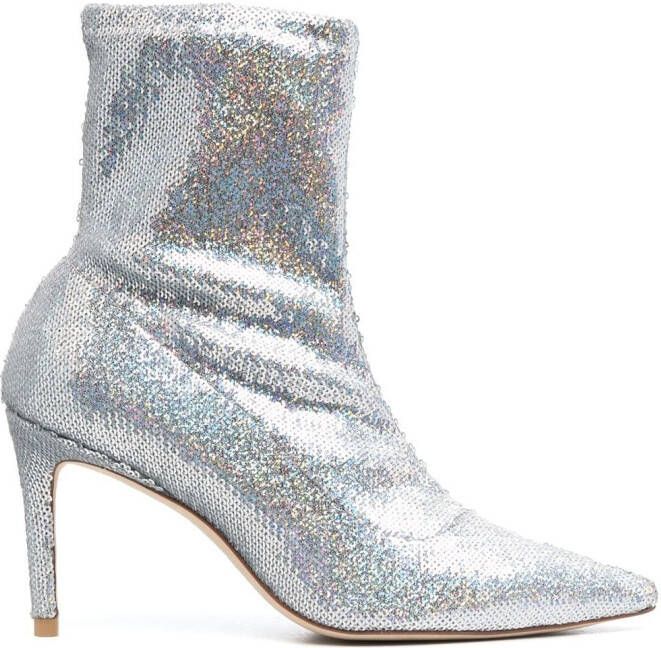 Stuart Weitzman holographic-effect 160mm boots Grey