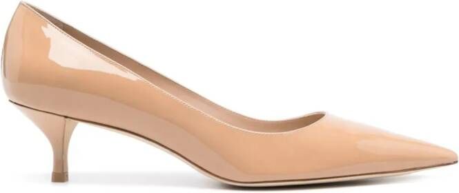 Stuart Weitzman 50mm Kitten leather pumps Neutrals