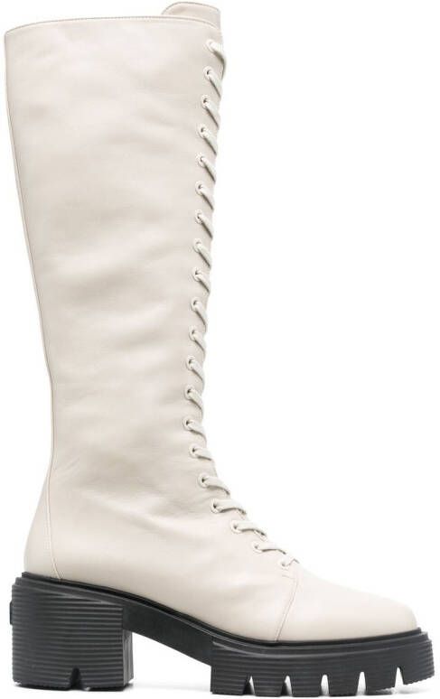 Stuart Weitzman lace-up chunky boots Neutrals