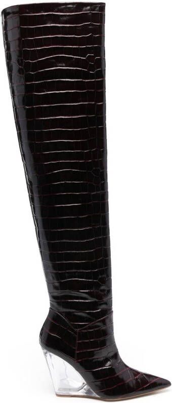 Stuart Weitzman Lucite 100mm thigh-high boots Red