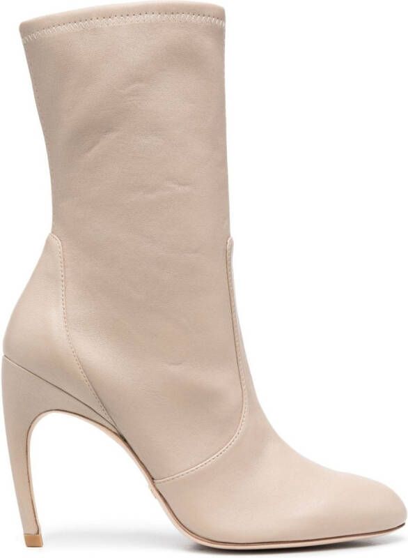 Stuart Weitzman Luxecurve 100mm stretch booties Neutrals