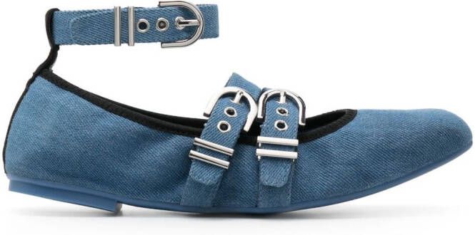 Stuart Weitzman Maverick denim flat ballerina shoes Blue