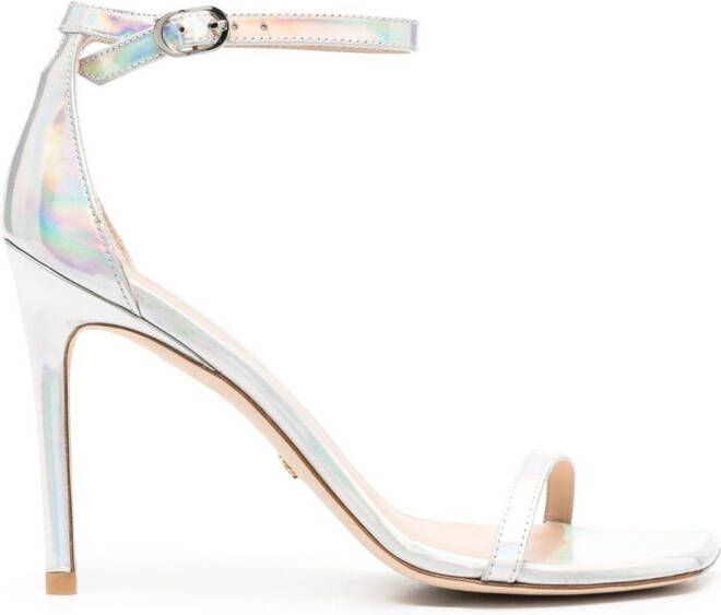 Stuart Weitzman metallic-effect 100mm sandals Silver