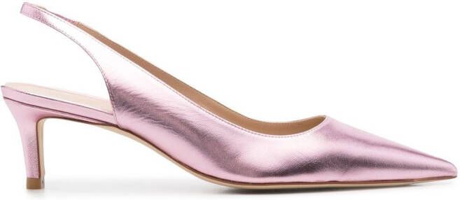 Stuart Weitzman metallic-effect pointed pumps Pink
