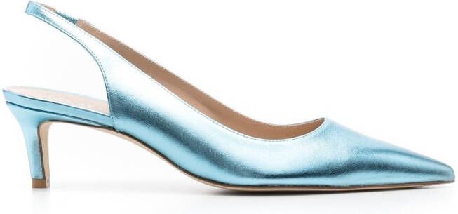 Stuart Weitzman metallic-effect pointed pums Blue