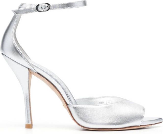 Stuart Weitzman Nudist 100mm metallic-finish sandals Silver