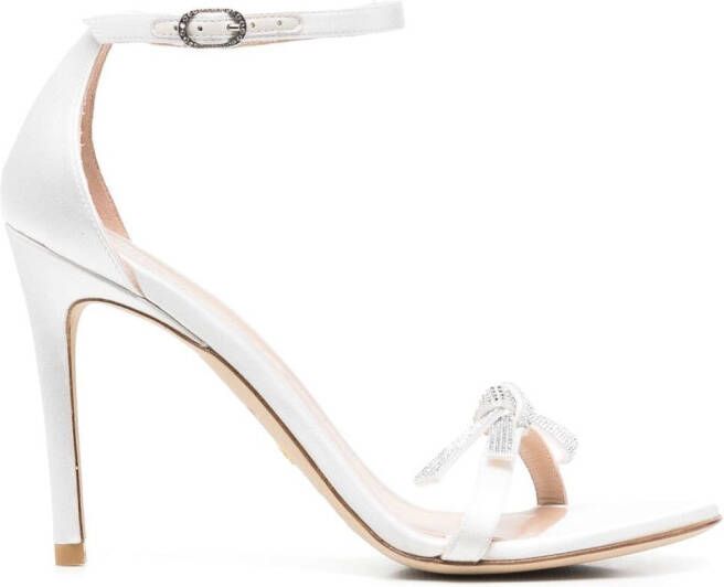 Stuart Weitzman Nudist crystal-bow sandals White