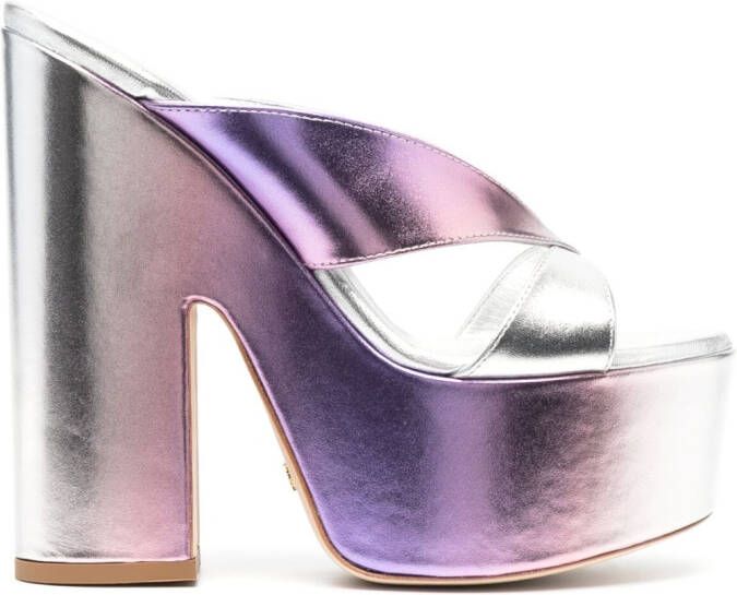 Stuart Weitzman 160mm open-toe metallic sandals Purple