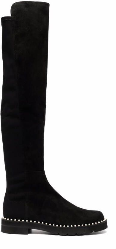 Stuart Weitzman over the knee beaded boots Black