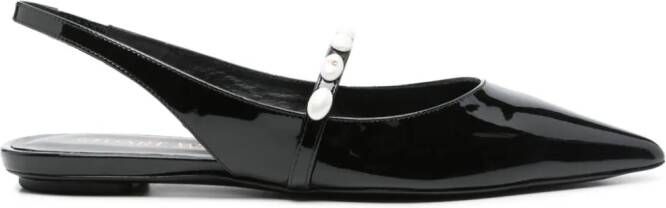 Stuart Weitzman patent leather mules Black
