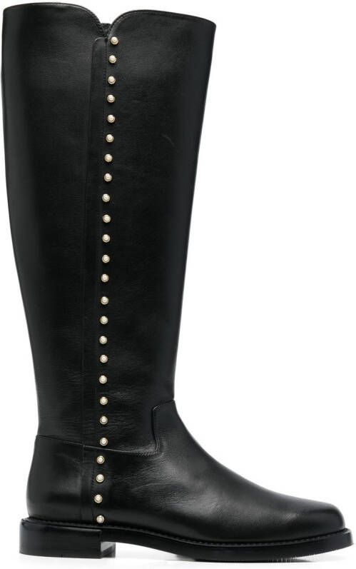 Stuart Weitzman pearl-embellished detail boots Black