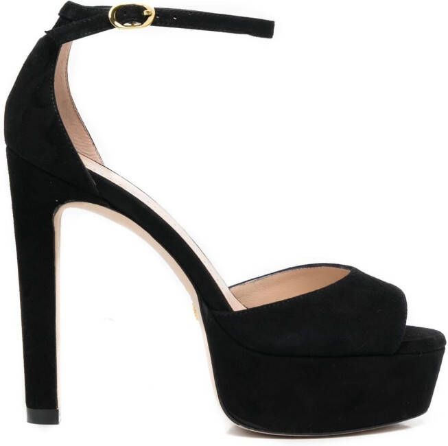 Stuart Weitzman platform suede sandals Black