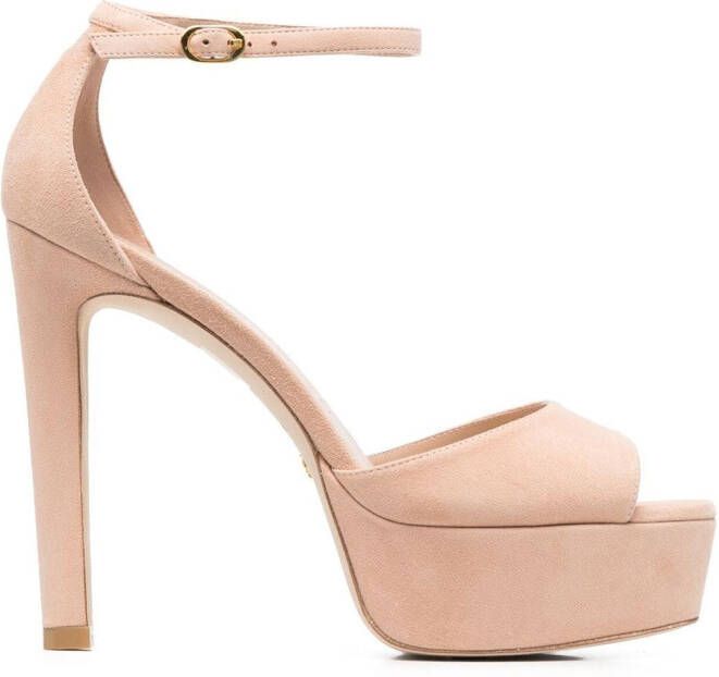 Stuart Weitzman platform suede sandals Pink