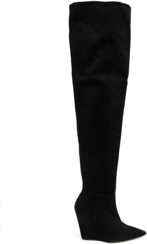 Stuart Weitzman pointed 115mm leather boots Black