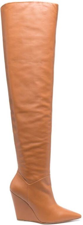 Stuart Weitzman pointed 115mm leather boots Brown