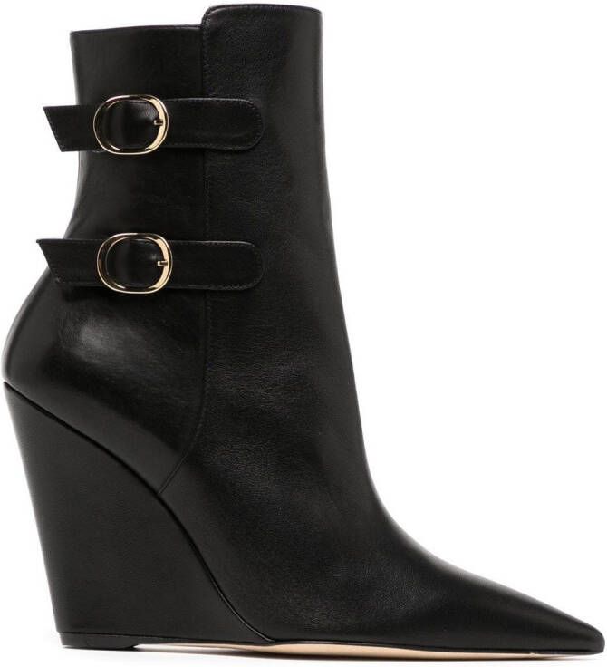 Stuart Weitzman pointed-toe 100mm wedge boots Black