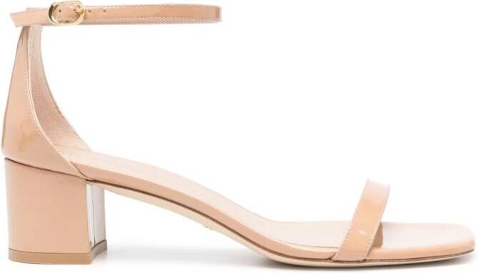 Stuart Weitzman 50mm Simplecurve leather sandals Neutrals
