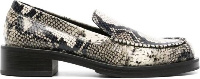 Stuart Weitzman snakeskin-effect leather loafers Grey