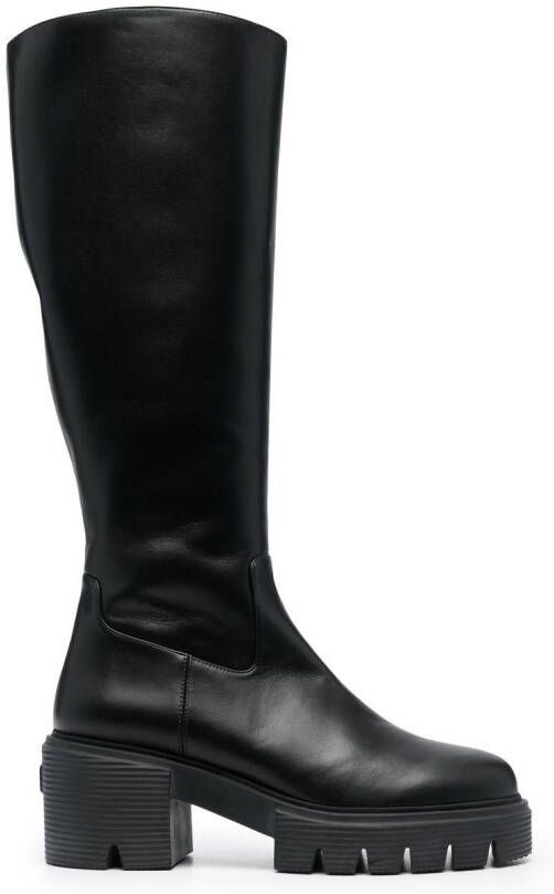 Stuart Weitzman Soho calf-length leather boots Black