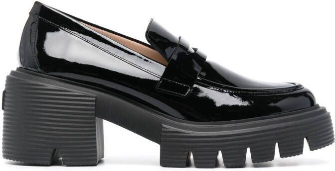 Stuart Weitzman Soho patent-leather loafers Black