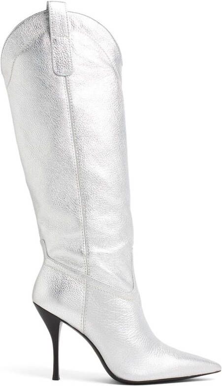 Stuart Weitzman western-style metallic high boots Silver