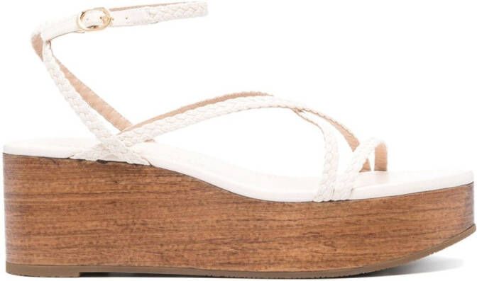 Stuart Weitzman Wovette wedge sandals Neutrals