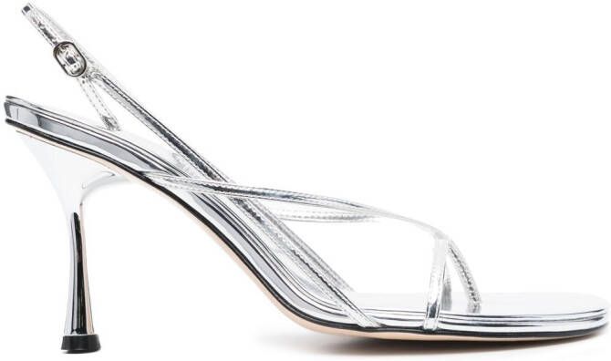 Studio Amelia 95mm metallic-finish open-toe sandals Silver